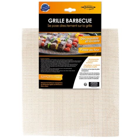 Grille de barbecue rectangulaire découpable et lavable – En fibres de verre antiadhésives – Compatible planchas et barbecues – Passe au lave-vaisselle – Plein Air