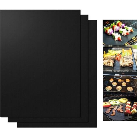 Grille de barbecue,Lot de 3 tapis de barbecue antiadhésifs réutilisables en téflon,adaptés au four à gaz, au charbon de bois et au gril électrique (40 x 33 cm) - RWGrille de barbecue