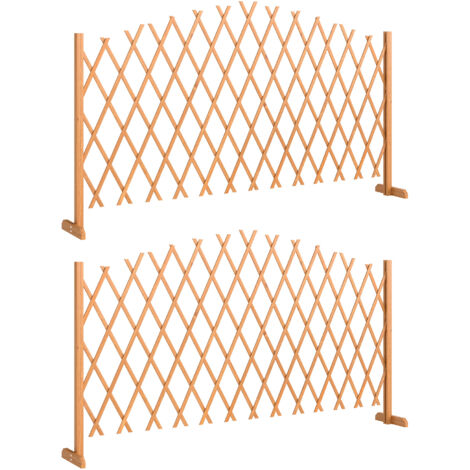 Grille de barrière Ensemble de 2 grilles ciseaux Barrière autoportante extensible avec pieds 180 x 30 x 103 cm marron