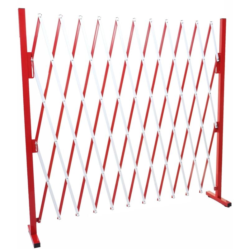 Grille de barrière grille de protection de clôture à ciseaux extensible aluminium rouge-blanc hauteur 153 cm 040001215