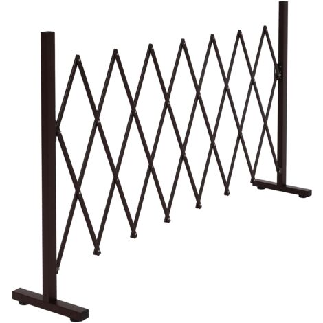 Grille de barrière grille de protection de clôture à ciseaux extensible métal marron hauteur 103 cm 040010234