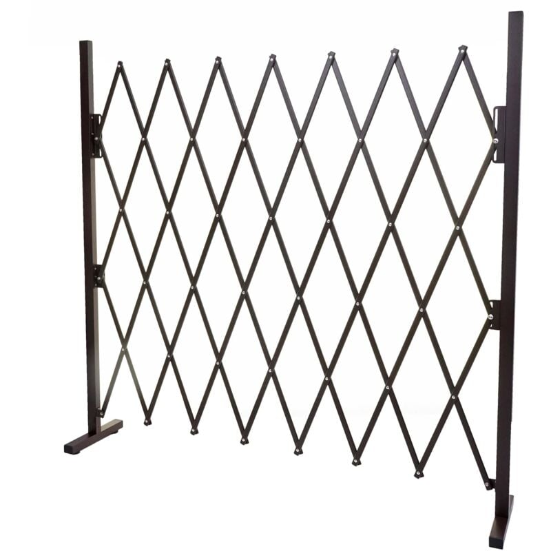 Décoshop26 - Grille de barrière grille à ciseaux grille de protection des animaux extensible aluminium marron hauteur 153 cm largeur 28-200 cm