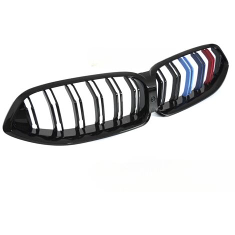Grille de calandre avant BMW Serie 8 G14 / G15 de 2018 a 2022 Noir brillant + Tricolore-42674476