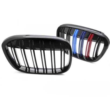 Grille de calandre avant BMW X1 F48 de 2015 a 2020 noir brillant + Tricolore-42674567