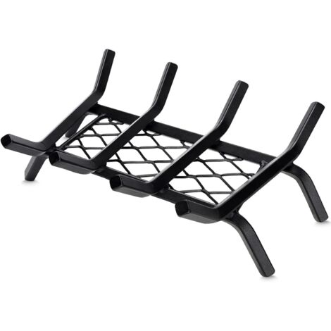 Grille de cheminée robuste de 43,2 cm avec retenue de braise, grille de bûches de 1,27 cm pour cheminée intérieure, accessoires de cheminée, support de poêle à bois, grille de poêle à bois pour
