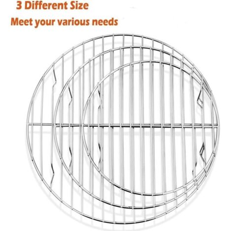 Grille de cuisson ronde, 3 pièces (7½" & 9" & 10½"), grille de cuisson à la vapeur en acier inoxydable, compatible avec friteuse à air/marmite/autocuiseur/moule à gâteau rond