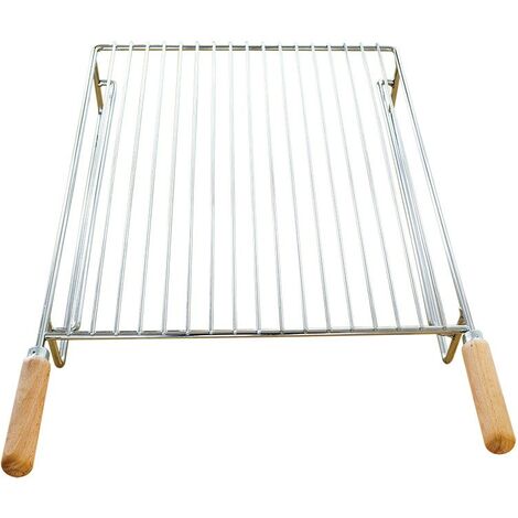Grille de barbecue 41 x 50 cm – Acier et bois – Pour cuisson dans four à pain et pizza – Contact alimentaire – Ephrem
