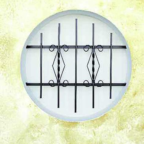 Grille de Defense Rustique diametre 100 cm pour Fenetre ronde (côte tableau)
