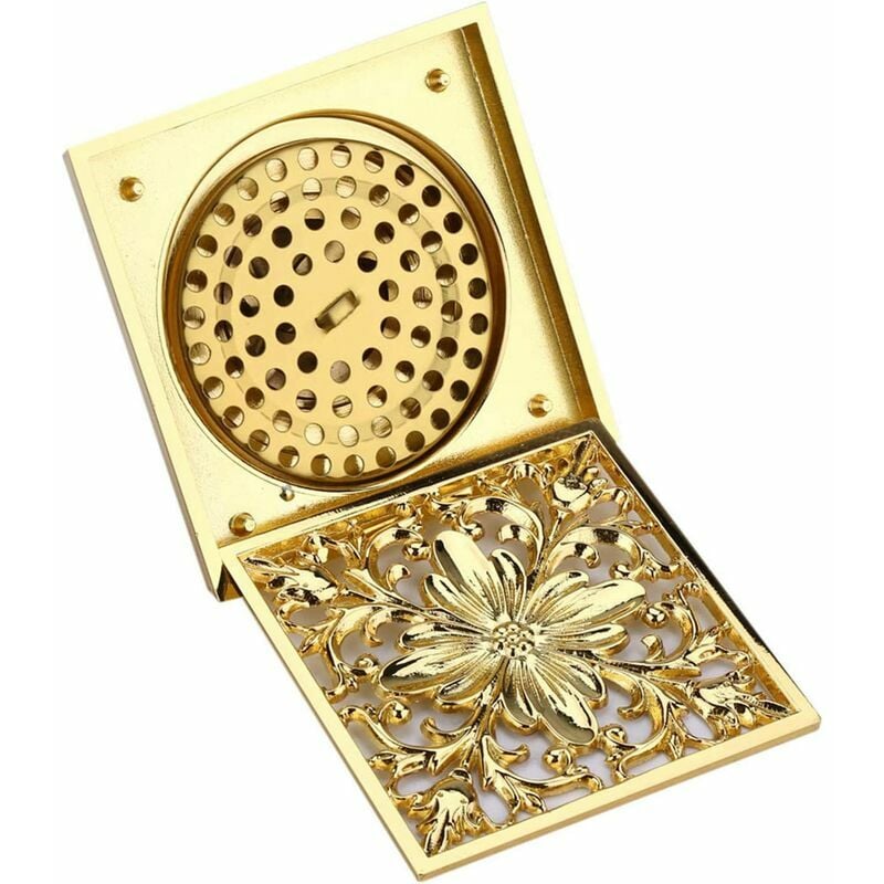 Linghhang - Grille de douche, Siphon de Sol rétro carré avec Couvercle Amovible Filtre à eaux usées pour Le Drainage des Toilettes afin d'éviter Le