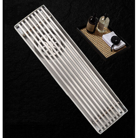 Grille de Drain de Sol Rectangulaire - Drain de Sol Linéaire pour Douche avec Grille Anti-Odeurs, Dimensions 20cm x 5.5cm, Compatible Tuyau 50mm, 6 Accessoires, Matière Stainless Steel