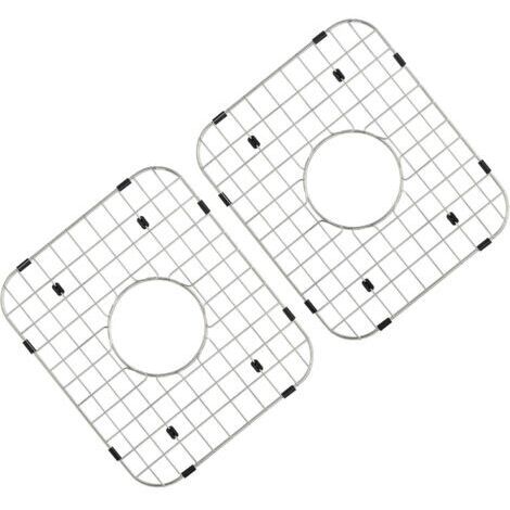Grille de Fond d'Évier 2PCs 34,8x29,5x2,54 cm Tapis d'Évier Cuisine en Inox 304 Vidange Centrée Rayon d'Angle R50 Accessoire d'Évier pour Déposer Couverts Vaisselle Décongeler Aliment Égouttage