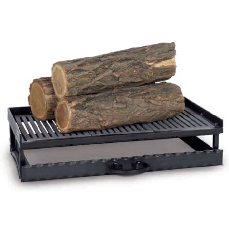 Grille de foyer en fonte avec bac à cendres 52x31x12 cm
