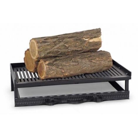 Grille de foyer en fonte avec bac de récupération de cendres 52x31x12 cm