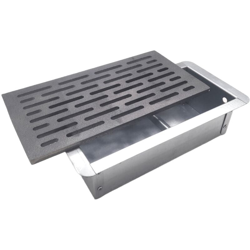 Fonderia Bongiovanni - Grille de poêle à cendres pré-cheminée en fonte 30×16x1 cm mod.M avec tiroir récupérateur de cendres H8 cm