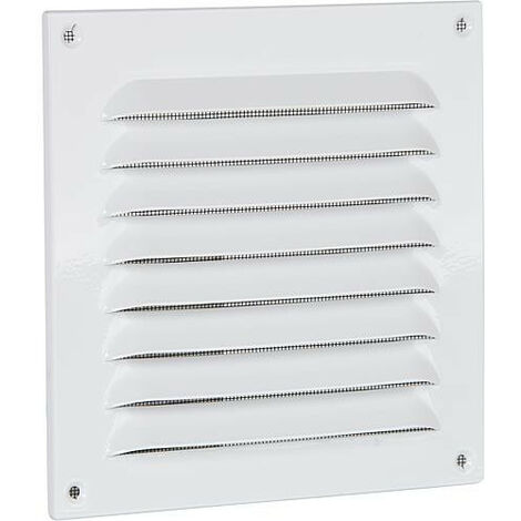 Grille de protection contre les intemperies en alu. Blanc. 200x200 mm protection anti-insectes, vis et chevilles