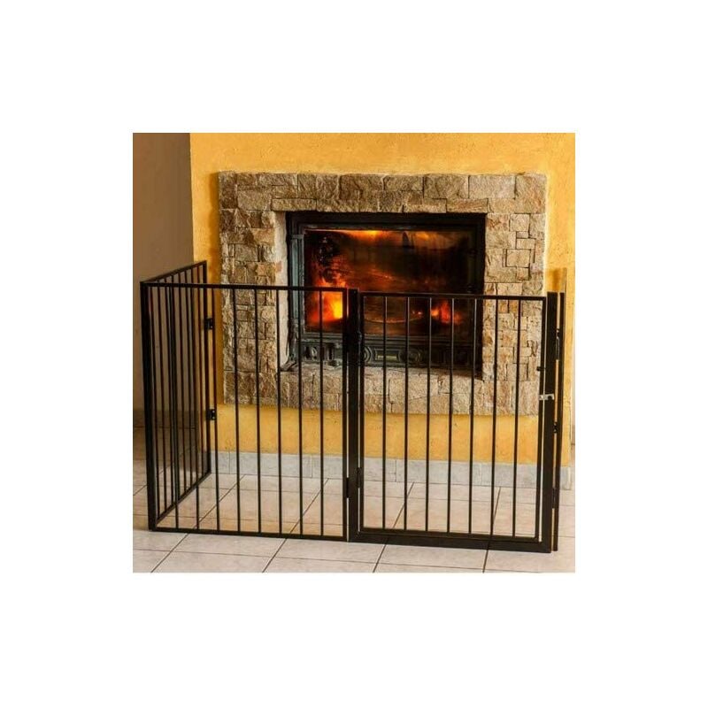 Wyctin - Hofuton Grille de protection de cheminée avec porte Parc d'enfant Barrière de sécurité Grille de protection pour animaux Barrière de