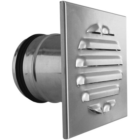 Grille de protection intemperies a embouts, V2A diametre 125mm L: 100 mm, ext. 200x200 mm carre