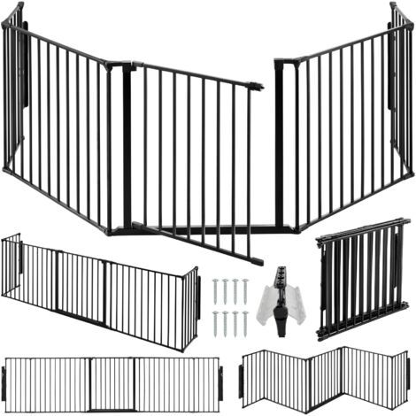 Tectake – Barrière de sécurité 5 panneaux modulables avec portillon – Acier revêtu de poudre – Fixation murale – Dimensions 2893 x 715 mm