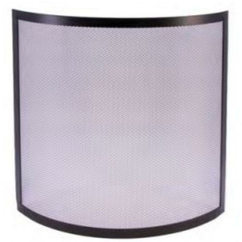 Visiodirect - Grille de Protection pour cheminée, Grille Pare-feu courbe en Fer forgé coloris Noir - Hauteur 67 x Longueur 60 cm