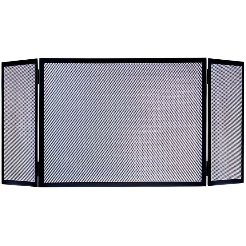 Visiodirect - Grille de Protection pour cheminée, Grille Pare-feu en Fer forgé coloris Noir - Hauteur 80 x Longueur 60 x Largeur 30 cm
