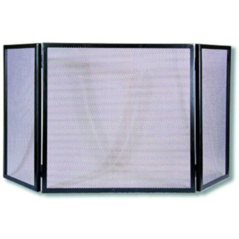 Visiodirect - Grille de Protection pour cheminée, Grille Pare-feu modèle 3 corps en Fer forgé coloris Noir - Hauteur 64 x Longueur 66 x Largeur 32 cm