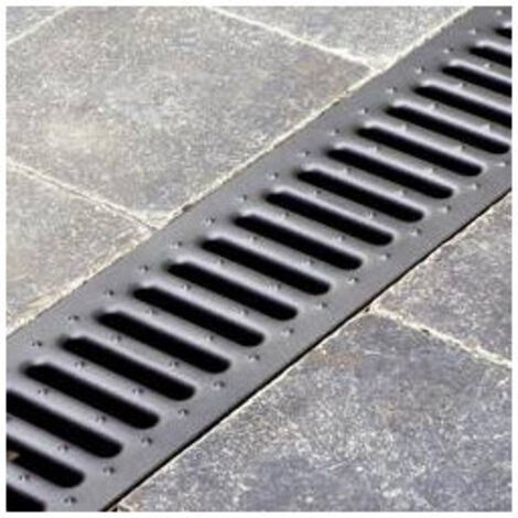 Grille de rénovation pour caniveaux 130/100 mm – Acier galvanisé avec coating anthracite – Usage piétonnier – Charge maximale 300kg – ACO