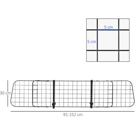 Grille de séparation universelle pour chien en voiture, barrière de sécurité pour chien avec largeur réglable en continu, séparateur de coffre, barrière de sécurité pour chien, barrière de protection 