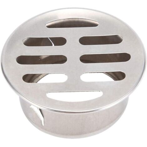 Grille de siphon de sol ronde en acier inoxydable anti-obstruction, crépine de siphon de balcon à enclenchement (50 ouvertures plates)