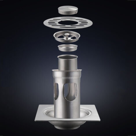 Grille de Sol Anti-odeurs avec Crépine Retirable - Type 3 Drainage Profond - Anti-bouchage - Capteur Cheveux - Stainless Steel 304