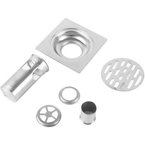 Grille de sol de cuisine et salle de bain en acier inoxydable épais anti odeurs et insectes [Carré 10cm, argent, 223g]