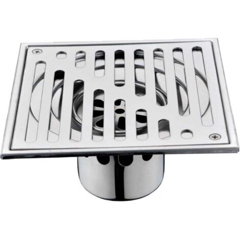Grille de sol  en acier inoxydable 150 × 150 mm – Siphon de balcon et de salle de bain, grande capacité, anti-odeurs et anti-obstruction, style bambou