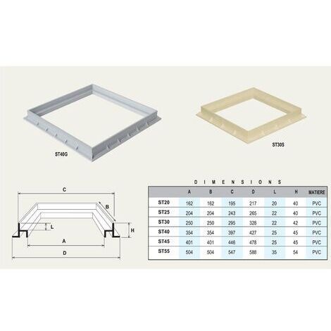 Grille de sol PVC renforcée avec cadre anti-choc 200 x 200 mm - Résistance 32 KN - Gris - First Plast
