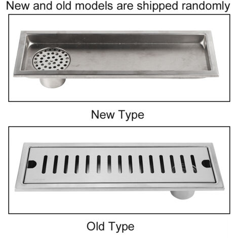 Grille de sol rectangulaire à grande capacité pour salle de bain - Drainage latéral en acier inoxydable (30x10cm, argenté)