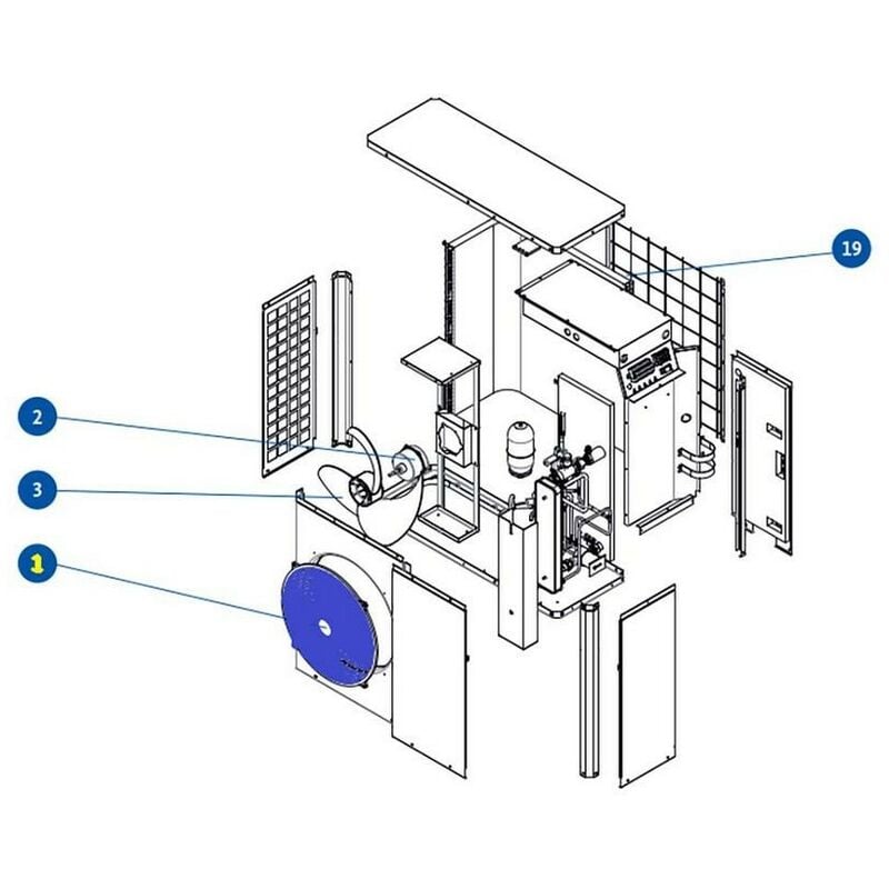Grille de sortie d'air pour pompe à chaleur air - eau R32