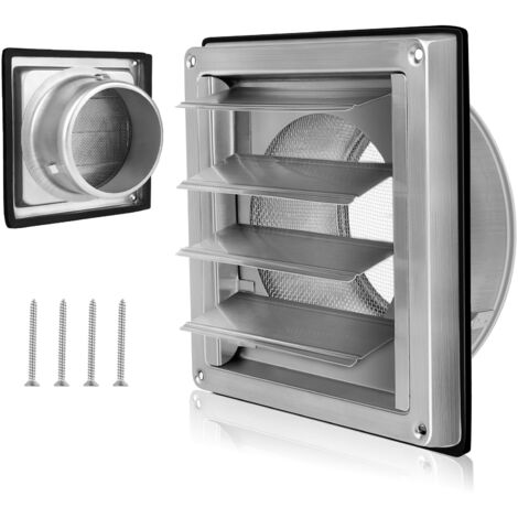 Grille de ventilation 150mm avec moustiquaire, 304 inox Clapet anti-retour Grille de protection contre les intempéries, Grille de ventilation Ø150mm
