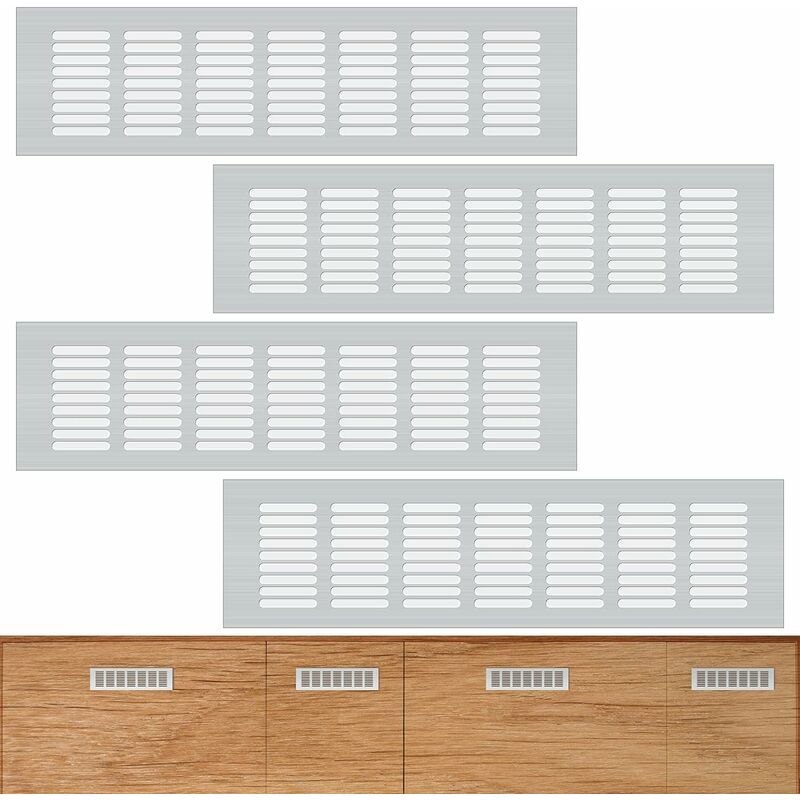 Start - Grille de ventilation, 4 grilles de ventilation rectangulaires en alliage d'aluminium durable, grille de ventilation rectangulaire (8 30 cm)