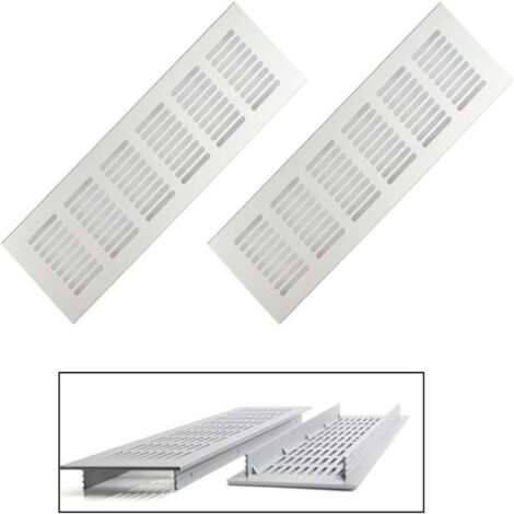 Grille De Ventilation - Aluminium - 80 X 250 Mm - Pour Armoire Et Espace Confine - 2 Pieces