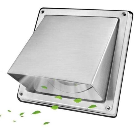 Grille de Ventilation Carré 100mm Acier Inoxydable avec Clapet Anti-Retour Protection Insectes