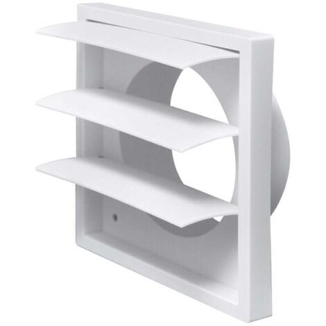 Grille de ventilation carrée - avec clapet anti-retour - pour sortie de ventilateur d'extraction - pour conduit de 100 mm