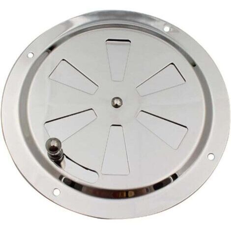 Grille de ventilation circulaire en acier inox 316 Ø125mm avec 4 trous de montage - Régulation d'aération pour bateau, mobil-home ou garage