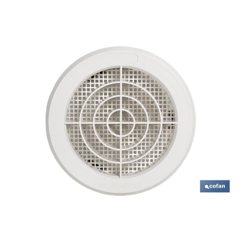 Grille de ventilation encastrée en ABS blanc Ø10-11 cm avec clip et moustiquaire Grille de ventilation encastrée en ABS blanc Ø10-11 cm avec clip et moustiquaire