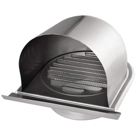 Grille de Ventilation Inoxydable U 100mm, Grille Extérieure pour Hotte Cheminée avec Filet Anti-insectes et Lamelles 45°, Aération Cuisine et Salle de Bain