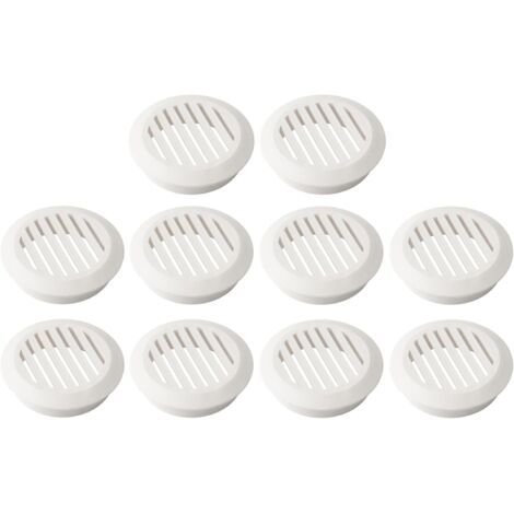 Grille de ventilation - Lot de 10 - Plastique - Diamètre 50mm - Pour plafond et mur - Blanc