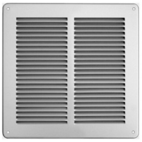 Grille de ventilation me'tallique First Square a' chevaucher avec moustiquaire 240x240 mm espacement des trous 218x218 mm couleur aluminium argente' adapte'e aux environnements inte'rieurs, exte'rieur