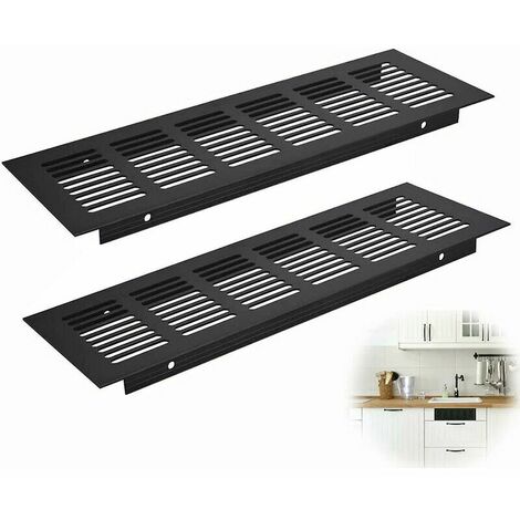 Grille de ventilation noire, grille d'aération en alliage d'aluminium 2 pièces, grille d'aération extérieure, pour la ventilation dans les cuisines, les armoires, les armoires et les salles de bain DO