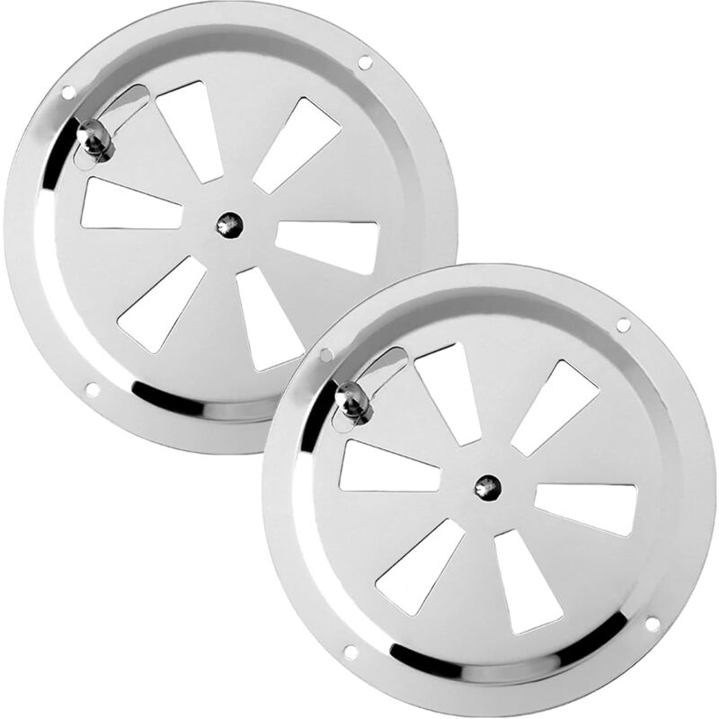 Grille de Ventilation Rond 2 pièces Grille D'aération Ronde Trou de Ventilation Grille Aeration Reglable Grille d'aération 125 mm en Acier Inoxydable