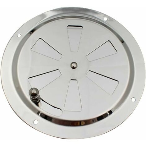 Grille d'aération ronde en acier inoxydable V2A, raccord Ø100mm, avec  lamelles fixes et moustiquaire - Banyo