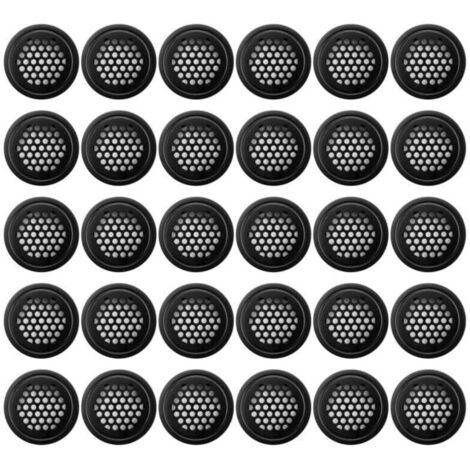 Grille de Ventilation Ronde 35mm Noir pour Armoire Salle de Bain et à Chaussures Lot de 30 Pièces