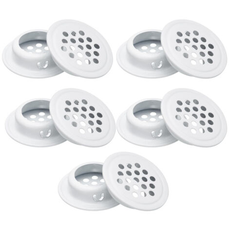 Grille de ventilation ronde, aérations en acier inoxydable, format de montage 25 mm, blanc, 10 pièces(plates)