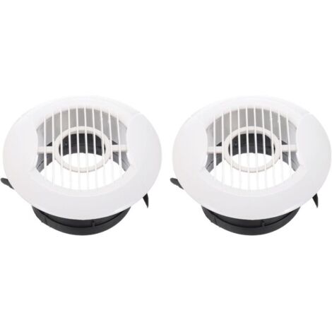 Grille de ventilation ronde de 100 mm, lot de 2 grilles de ventilation de plafond en ABS avec diffuseur intégré pour salle de bain, cuisine, salon